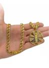 Cordão 8mm Friso Banhado A Ouro 18k + Pingente Nossa Senhora