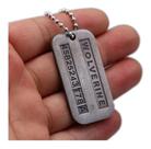 Cordão Aço Inox Wolverine Dog Tag X-Men Logan Marvel Placa Militar Prata Envelhecida Masculino Top