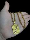 Cordão Baiano 5mm + Pingente Placa Jesus Banhado A Ouro 18k