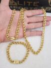 Cordão Banhado A Ouro 18k Friso Duplo 8mm Com Pulseira