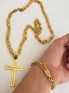 Cordão Banhado A Ouro 18k Imperador 10mm Pulseira E Pingente