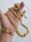 Cordão Banhado A Ouro 18k Pitbull 12mm Pulseira E Pingente Cordão Banhado A Ouro 18k Pitbull 12mm Pulseira E Pingente