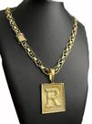 Cordão banhado a ouro - imperador 10mm + pingente letra