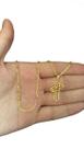Cordão Cad Alongado 1mm + Pingente Cruz 3D Banhado A Ouro Cordão Cad Alongado 1mm + Pingente Cruz 3D Banhado A Ouro