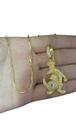 Cordão Cad Alongado 1mm + Pingente Jacaré Rei Banhado A Ouro