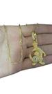 Cordão Cad Alongado 1mm + Pingente Jacaré Rei Banhado A Ouro