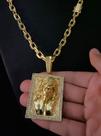 Cordão cadeado 10mm + pingente jesus 3d - banhado a ouro 18k Cordão cadeado 10mm + pingente jesus 3d - banhado a ouro 18k