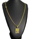 Cordão Cadeado 5mm + Pingente Nossa Senhora Banhado A Ouro
