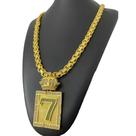 Cordão Cadeado Duplo s 10mm + Pingente 7 Banhado a Ouro 18k