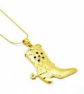 Cordão Com Pingente Bota Country Desenhos Vazados Banho Ouro 1565