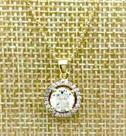 Cordão Com Pingente Botão Com Moldura de Microzirconias Banho Ouro 18k 2671
