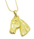 Cordão Com Pingente Cabeça De Cavalo Texturizado Banho Ouro 1559