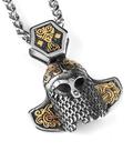 Cordão com Pingente Capacete Máscara Viking Guerreiro Medieval