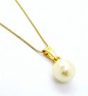 Cordão Com Pingente Pérola 8mm Prata Em Banho Ouro 18k 503 Cordão Com Pingente Pérola 8mm Prata Em Banho Ouro 18k 503