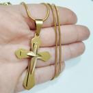 Cordão com Pingente Religioso Crucifixo Em Aço Inox