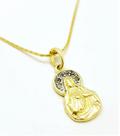 Cordão Com Pingente Sagrado Coração Maria Cravejado Zirconias Banho Ouro 18k 2658