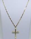 Cordão Corrente Elo Quadrado 70cm Pingente Crucifixo Ouro18k