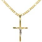 Cordão Corrente Masculino Banhada Ouro 18k 70cm Ping Cruz 4m Cordão Corrente Masculino Banhada Ouro 18k 70cm Ping Cruz 4m
