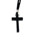 Cordão Crucifixo Cruz de Madeira Preto