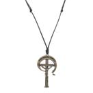 Cordão de Couro com Crucifixo da RCC em Metal Modelo Ouro Velho