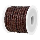 Cordão de couro GENIQUE Real/Genuíno, redondo, trançado de 3 mm x 5 m