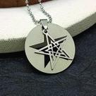 Cordão de Esferas com Corrente Pingente Hexagrama Unicursal Aço