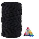 Cordão de macramê FLIPPED 100% algodão natural 5 mm x 110 m - preto