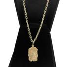 Cordão De Ouro 18k Fino 70cm Corrente Carrier Cadeado Com Face de Cristo de Ouro Puro 18k