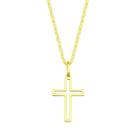 Cordão De Ouro 18k Piastrine 80cm Pingente Cruz Crucifixo