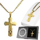 cordao dourado masculino + pingente pai nosso católico hip hop presente religioso casual grumet qualidade premium cruz