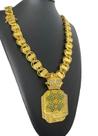 Cordão Dubai 17mm + Pingente Trevo Coroa Banhado a Ouro 18k