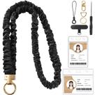 Cordão elástico preto estilo scrunchie com porta-crachá