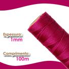 Cordão Encerado 1mm - Fio Cordone Pink Escuro - 100 Metros - Nybc
