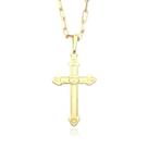 Cordão Fecho Canhão de Ouro 24k e Pingente Crucifixo Vaticano Banhado