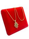 Cordão Feminino 1mm Mão de Fatima Hamsá Banhado a Ouro 18k