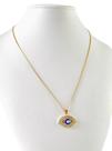 Cordão Feminino 1mm Olho Grego Cravejado - Banhado a Ouro