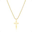 Cordão Feminino E Pingente Cruz Ouro 18k