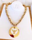Cordão feminino Grosso 12mm pingente Espírito Santo Banhado a Ouro18k Cordão feminino Grosso 12mm pingente Espírito Santo Banhado a Ouro18k
