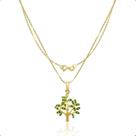 Cordão Feminino Ouro 18k +1 Pingente Árvore Da Vida 45cm
