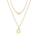 Cordão Feminino Ouro 18k 750 45cm Com Pingente Coração