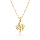 Cordão Feminino Ouro 18k + Pingente Árvore Da Vida - 45cm