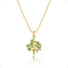 Cordão Feminino Ouro 18k + Pingente Árvore Da Vida Verde Esmeralda- 45cm Cordão Feminino Ouro 18k + Pingente Árvore Da Vida Verde Esmeralda- 45cm