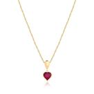 Cordão Feminino Ouro 18k Pingente Gota e Coração 45cm