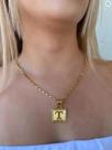 Cordão Feminino + Pingente Banhado A Ouro 18k 3mm Tijolinho