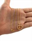 Cordão Feminino Pingente Coração Letra Cravejado Banhado 18k