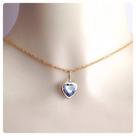 Cordão Feminino Singapura 50cm E Pingente Coração Azul Ouro 18k 750 Cordão Feminino Singapura 50cm E Pingente Coração Azul Ouro 18k 750