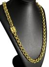 Cordão Friso 12mm Fecho São Jorge - Banhado A Ouro 18k