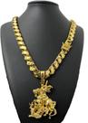 Cordão Friso S 12mm Fecho São Jorge + Pingente São jorge - Banhado a ouro