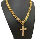 Cordão Friso S 13mm + Pingente Cruz Amarrada Banhado a ouro