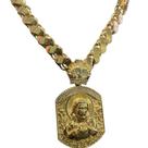 Cordão Friso S 13mm + Pingente Jesus Face - Banhado a ouro